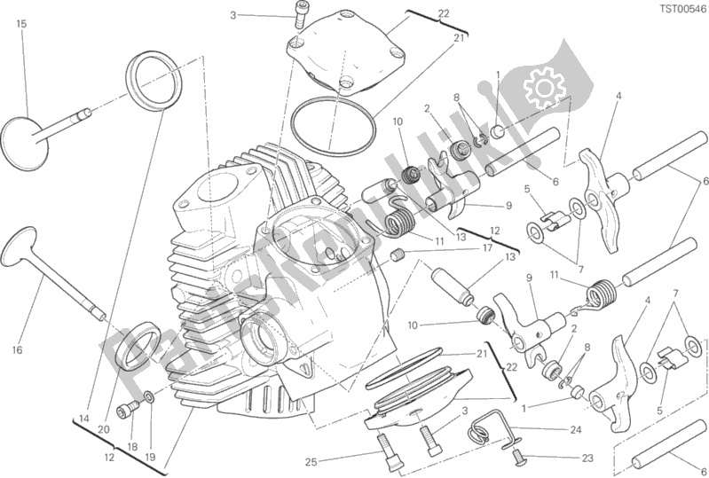 Alle onderdelen voor de Horizontale Kop van de Ducati Monster 797 Thailand USA 2019